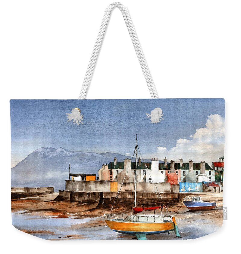  Weekender Tote Bag featuring the painting GREETINGS for 2020 from Bray by Val Byrne