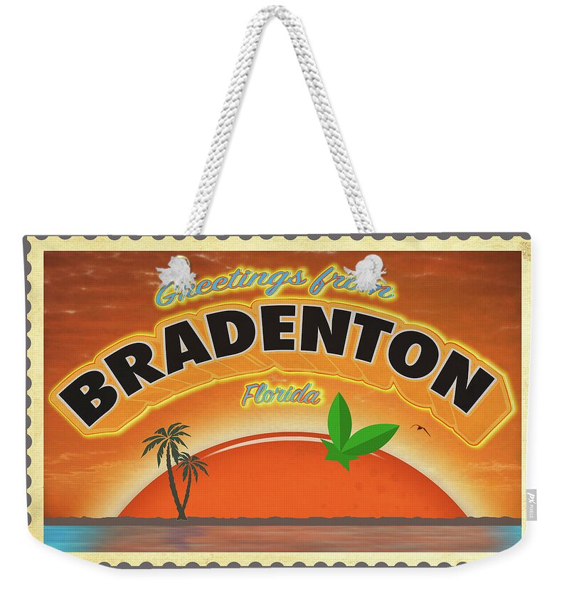 Bradenton Florida Weekender Tote Bag featuring the photograph Greetings from Bradenton Florida by ARTtography by David Bruce Kawchak