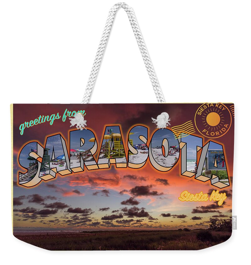 Sarasota Weekender Tote Bag featuring the photograph Greetings from Sarasota 3 by Arttography LLC