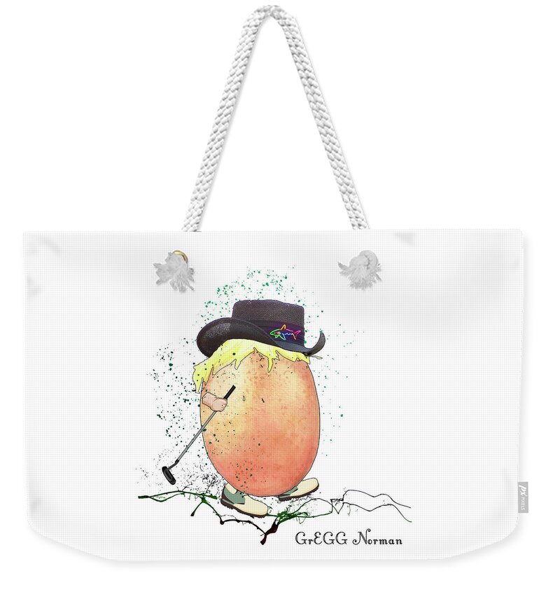 Egg Weekender Tote Bag featuring the mixed media GrEGG Norman by Miki De Goodaboom