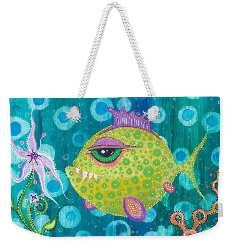 Fish Weekender Tote Bag featuring the painting I Got a New Attitude by Tanielle Childers
