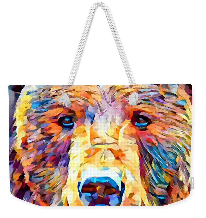 Grizzly Bear Weekender Tote Bag featuring the painting Grizzly Bear 2 by Chris Butler