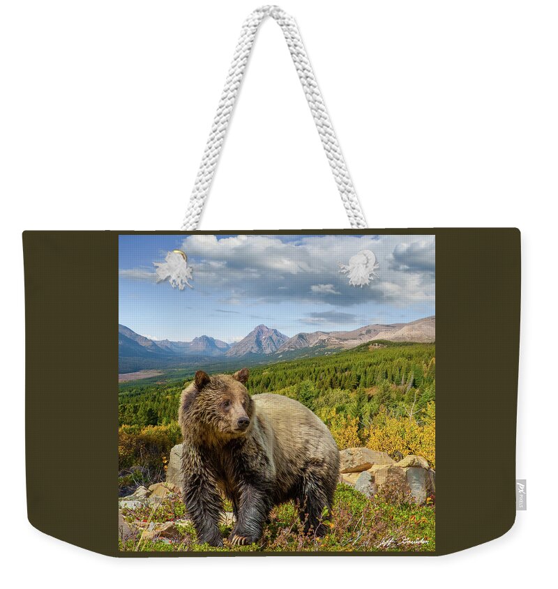 Adult Weekender Tote Bag featuring the photograph Grizzly Bear in Glacier National Park by Jeff Goulden