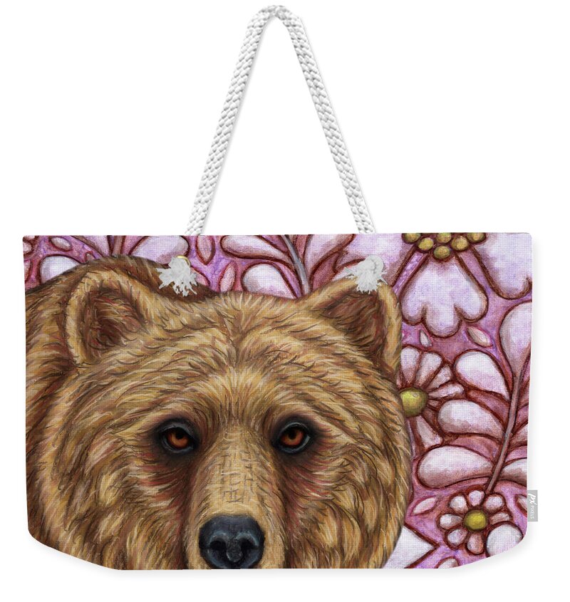 Grizzly Weekender Tote Bag featuring the painting Grizzly Bear Tapestry by Amy E Fraser