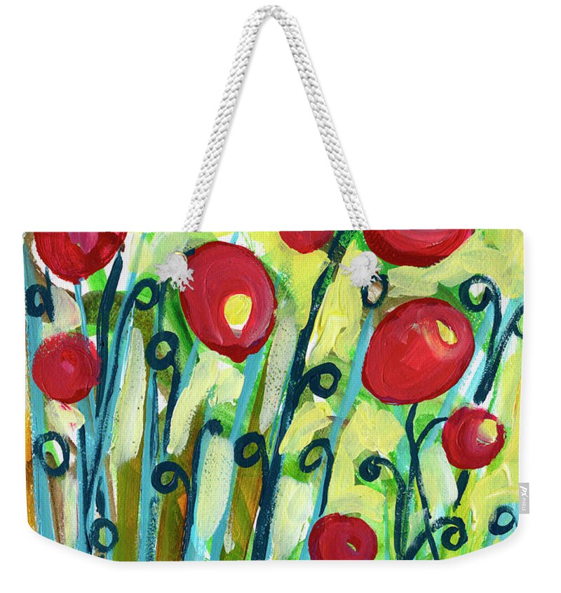 Poppy Weekender Tote Bag featuring the painting Growing in the Valley No 3 by Jennifer Lommers