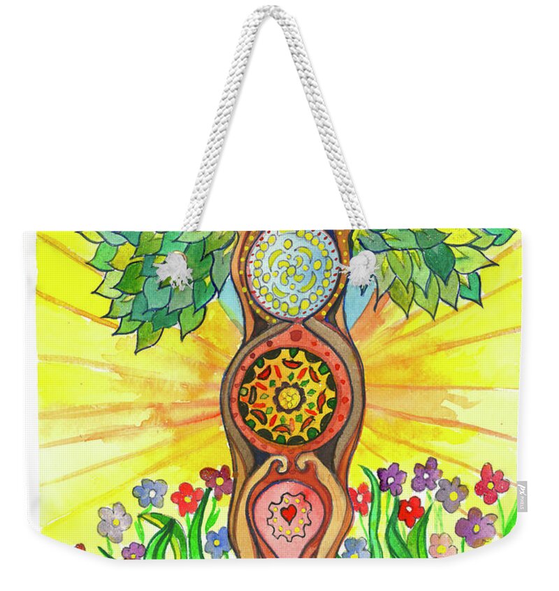 Mandala Weekender Tote Bag featuring the painting Growth by Patricia Arroyo