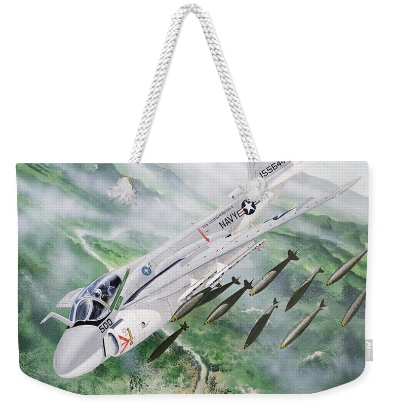 Aviation Weekender Tote Bag featuring the painting Grumman A-6 Intruder by Steve Ferguson