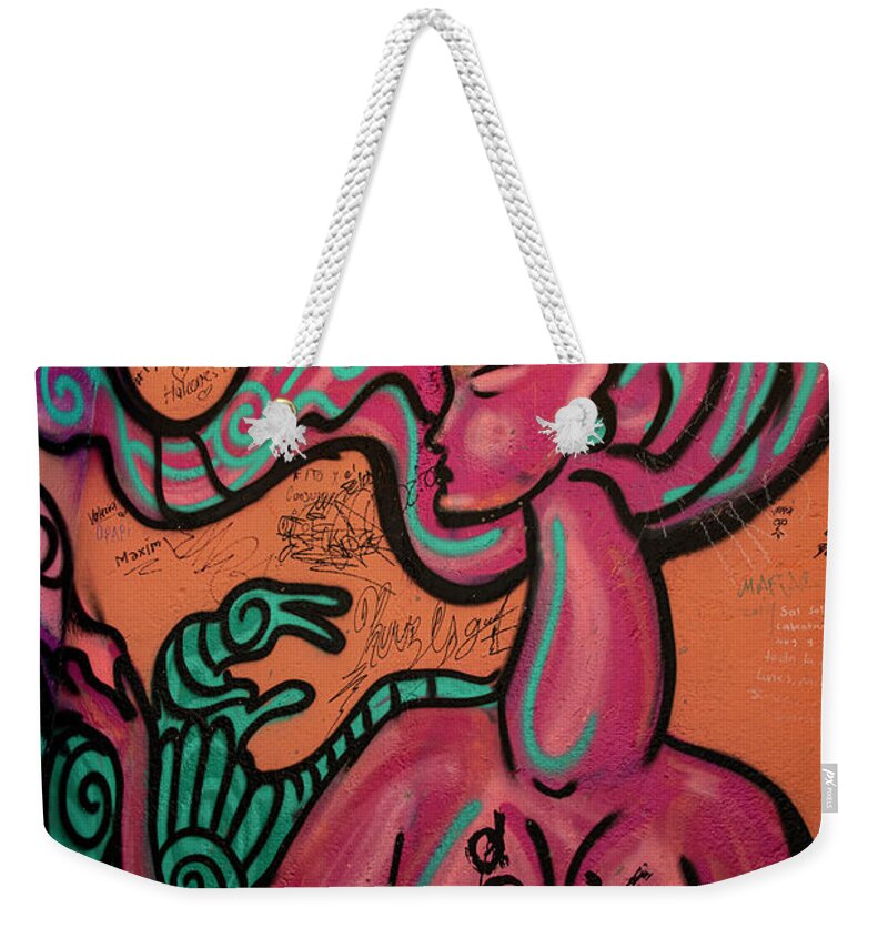 Guanajuato City Weekender Tote Bag featuring the photograph Guanajuato Alleyway Wall Graffiti by Bob Phillips