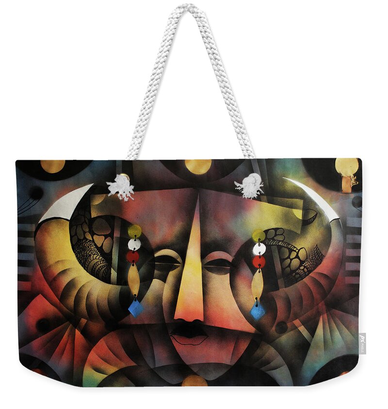 Moa Weekender Tote Bag featuring the painting Guardian Angel Above by Solomon Sekhaelelo