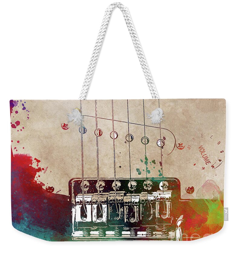 Guitar Weekender Tote Bag featuring the digital art Guitar art 10 #guitar #music by Justyna Jaszke JBJart