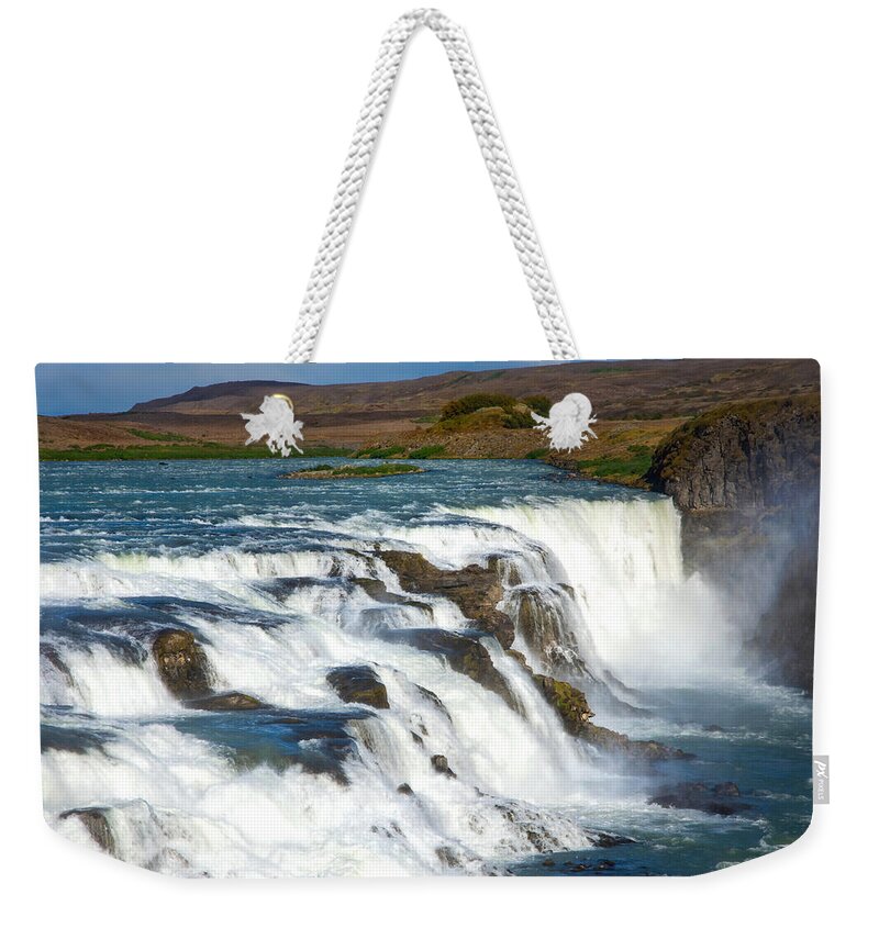 Iceland Waterfall Weekender Tote Bag featuring the photograph Gullfoss Waterfall by Rebecca Herranen