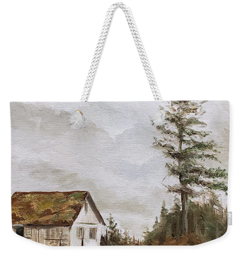 Old Shed Weekender Tote Bag featuring the painting Gunderson by James Andrews