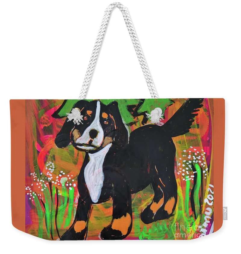 Dog Weekender Tote Bag featuring the painting Guter Barry - Good Barry by Mimulux Patricia No