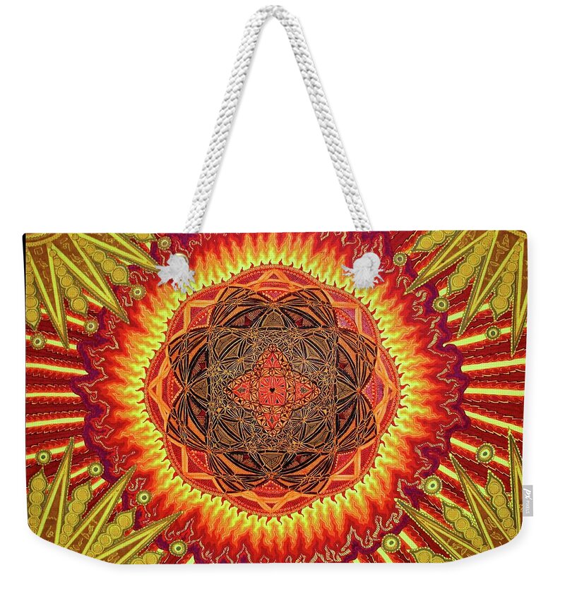Pattern Weekender Tote Bag featuring the drawing Hail To My African Sun by Baruska A Michalcikova