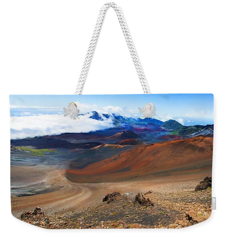 Haleakala Weekender Tote Bag featuring the photograph Haleakala Crater Panoramic by Anthony Jones