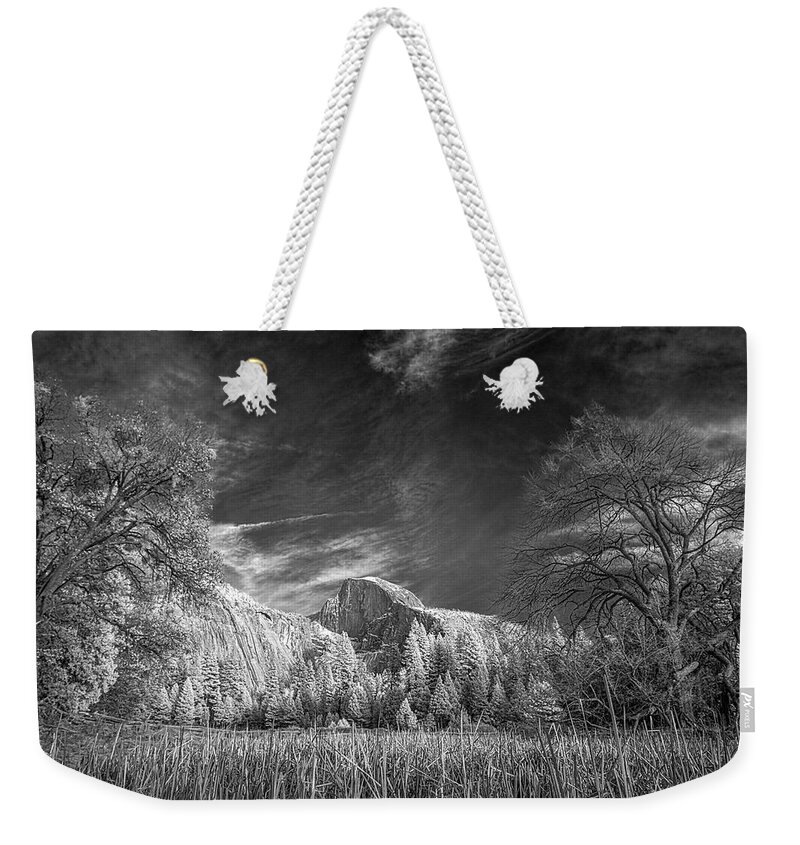 Landscape Weekender Tote Bag featuring the photograph Half Dome in Infrared by Romeo Victor