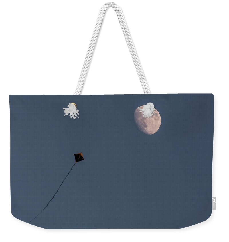 Moon Weekender Tote Bag featuring the photograph Halfway There by Alex Lapidus
