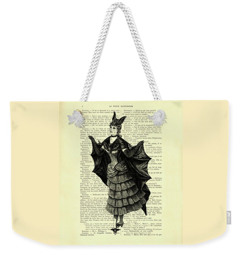 Bat Weekender Tote Bag featuring the digital art Halloween Bat Lady by Madame Memento