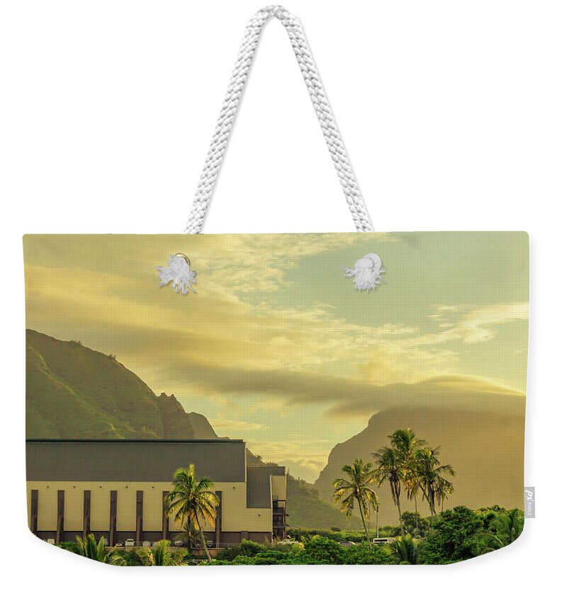 Mountain Weekender Tote Bag featuring the photograph Halo Clouds at Sunset in Kauai Hawaii by Auden Johnson
