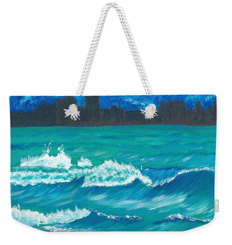 Wave Weekender Tote Bag featuring the painting Hamilton Beach 2 by David Bigelow