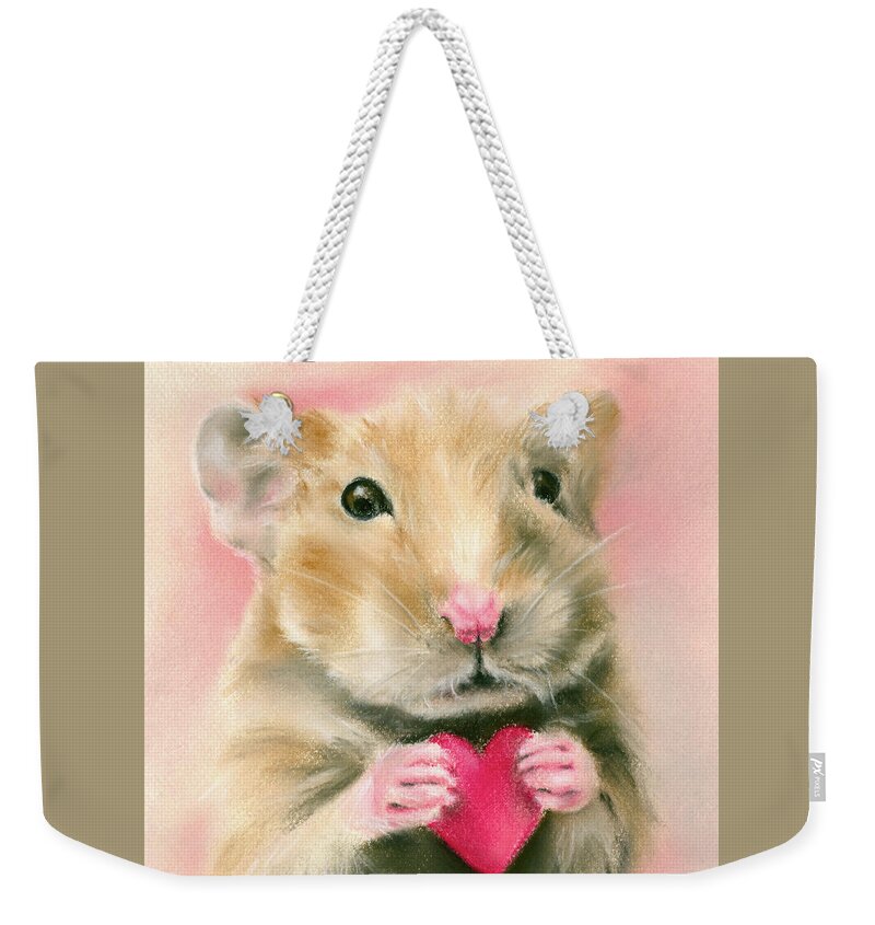 Animal Weekender Tote Bag featuring the painting Hamster Valentine by MM Anderson