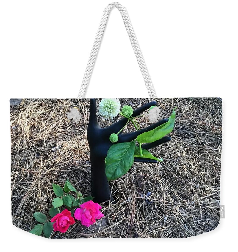 Hand Flowers Weekender Tote Bag featuring the photograph Hand Flowers 1 by Catherine Wilson