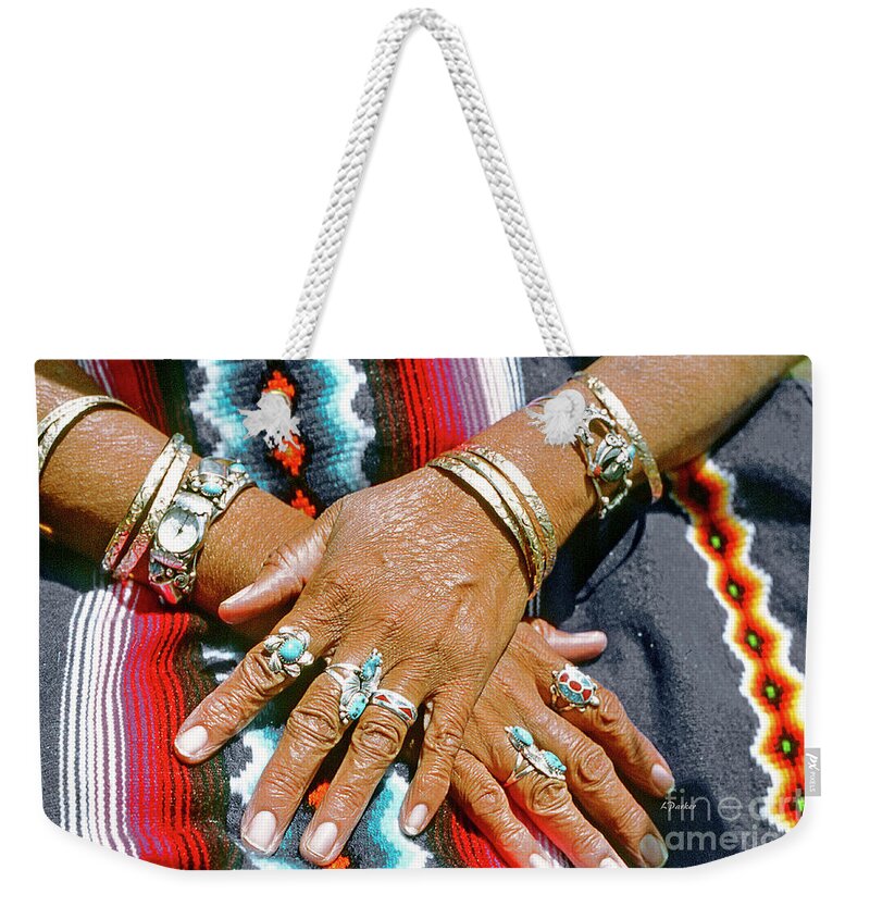 Native American Indian Weekender Tote Bag featuring the photograph Hands of the Earth by Linda Parker