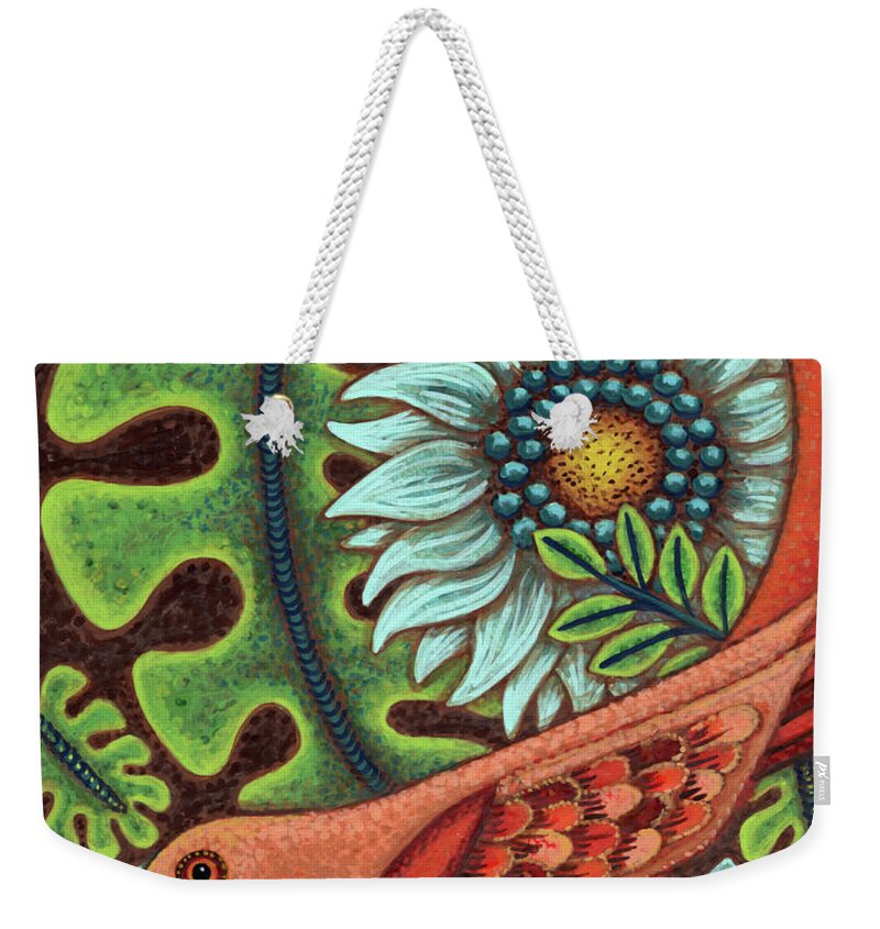Bird Weekender Tote Bag featuring the painting Happy As A Lark by Amy E Fraser