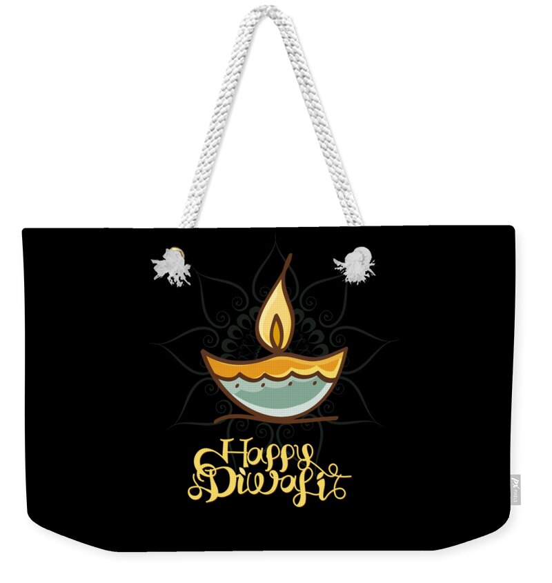 Cool Weekender Tote Bag featuring the digital art Happy Diwali T Shirt by Flippin Sweet Gear