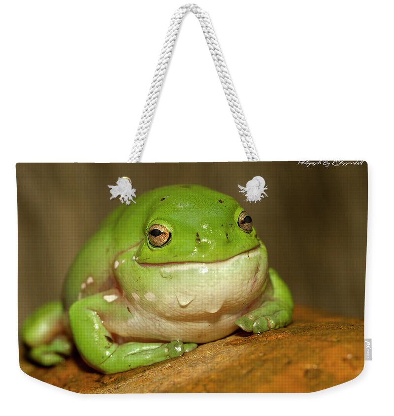 Happy Frog Weekender Tote Bag featuring the digital art Happy frog 663 by Kevin Chippindall