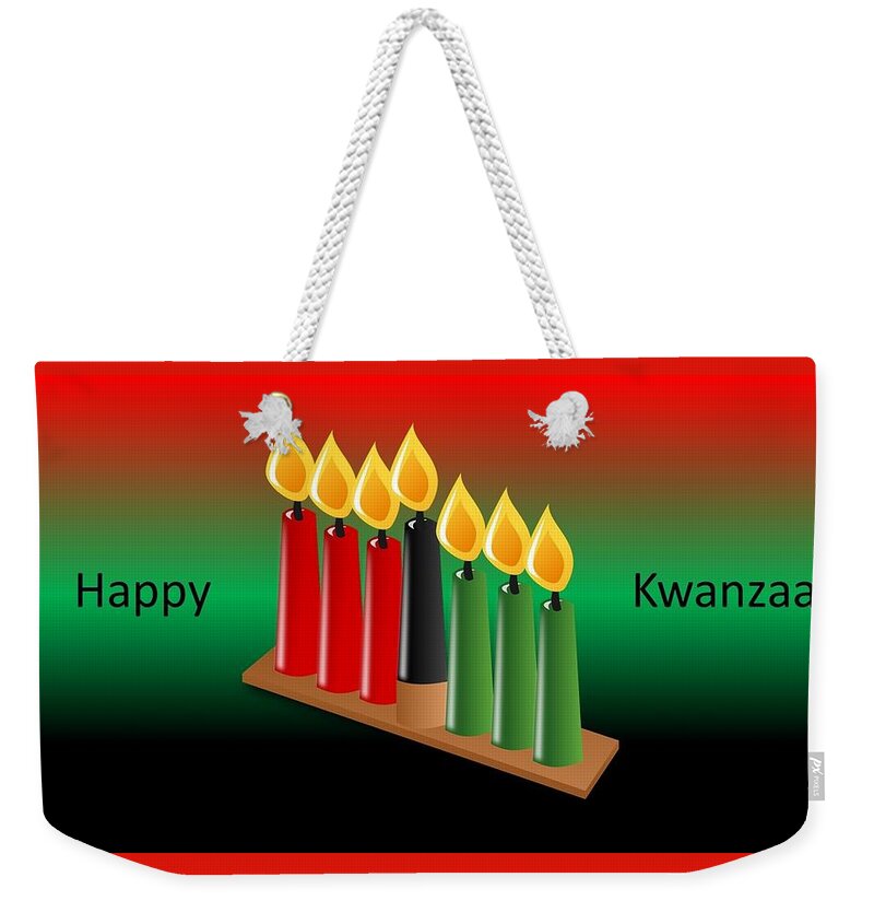 Kwanzaa Weekender Tote Bag featuring the mixed media Happy Kwanzaa by Nancy Ayanna Wyatt