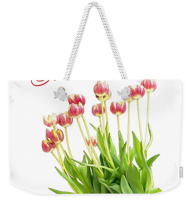Flowers Weekender Tote Bag featuring the mixed media Happy Mothers' Day by Moira Law