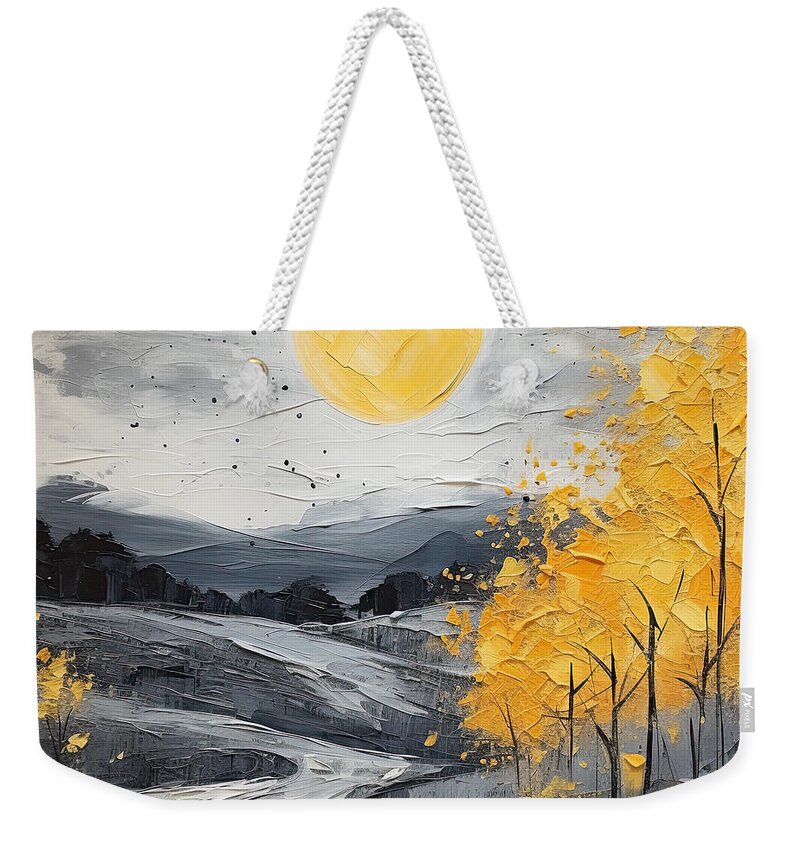 Yellow Weekender Tote Bag featuring the digital art Happy Trees by Lourry Legarde