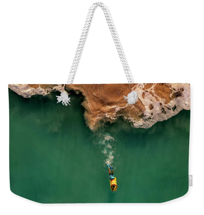 Hapuna Weekender Tote Bag featuring the photograph Hapuna Body Boarder by Christopher Johnson