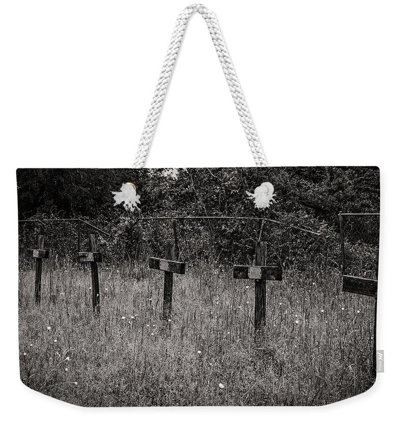 B&w Weekender Tote Bag featuring the photograph Hard Times, Hard Life by Mike Schaffner