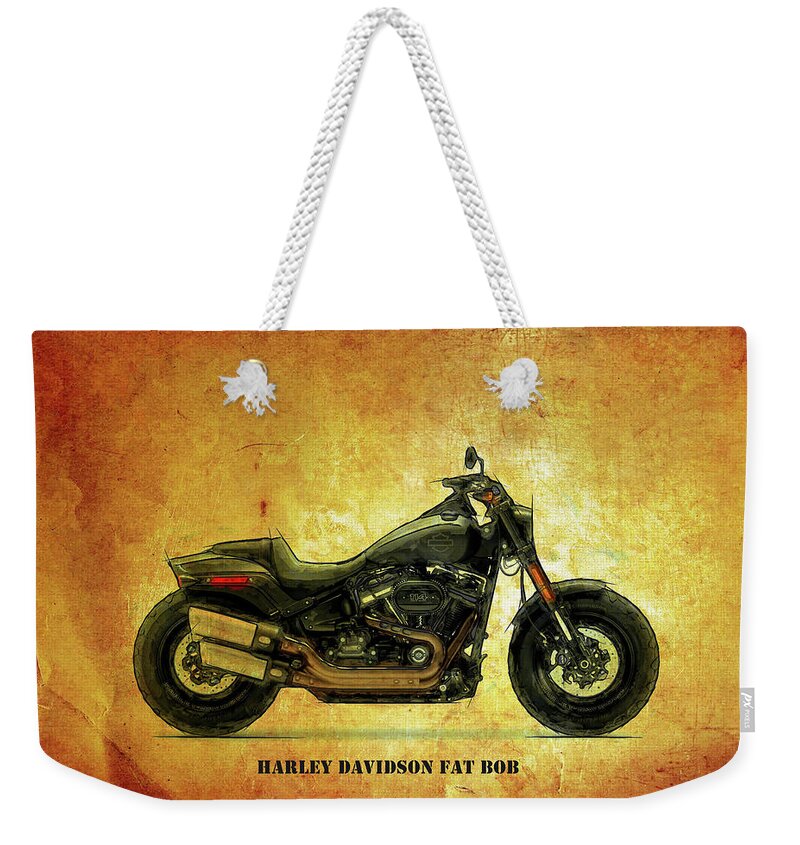 Harley Davidson Weekender Tote Bag featuring the digital art Harley Davidson Fat Bob by Roger Lighterness