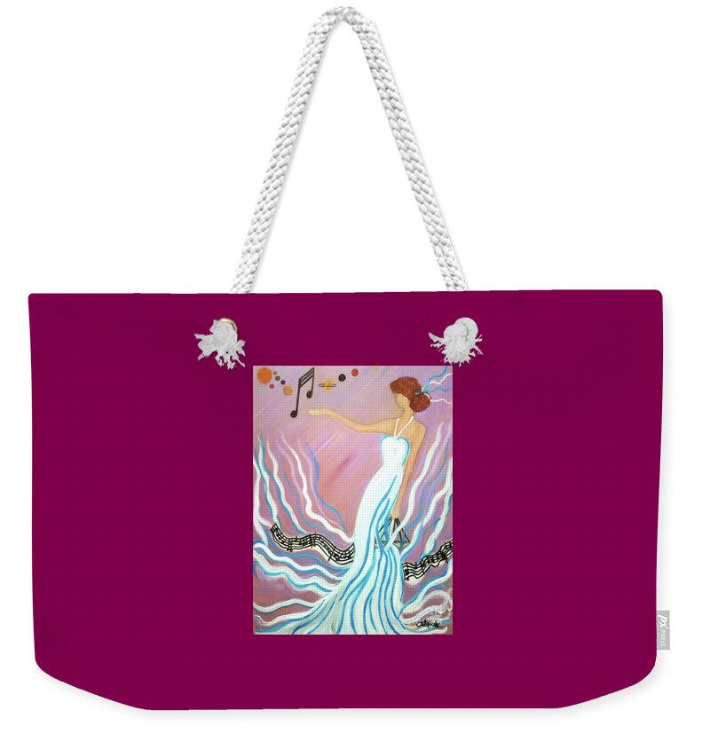 Music Weekender Tote Bag featuring the painting Harmonic Law by Artist Linda Marie