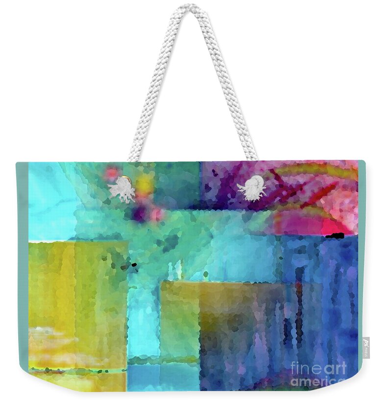 Yellow And Blue Weekender Tote Bag featuring the digital art Harmony 1901 by Corinne Carroll