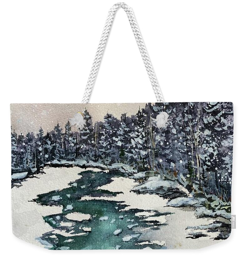 Landscape Weekender Tote Bag featuring the painting Harpswell, Maine by Kellie Chasse