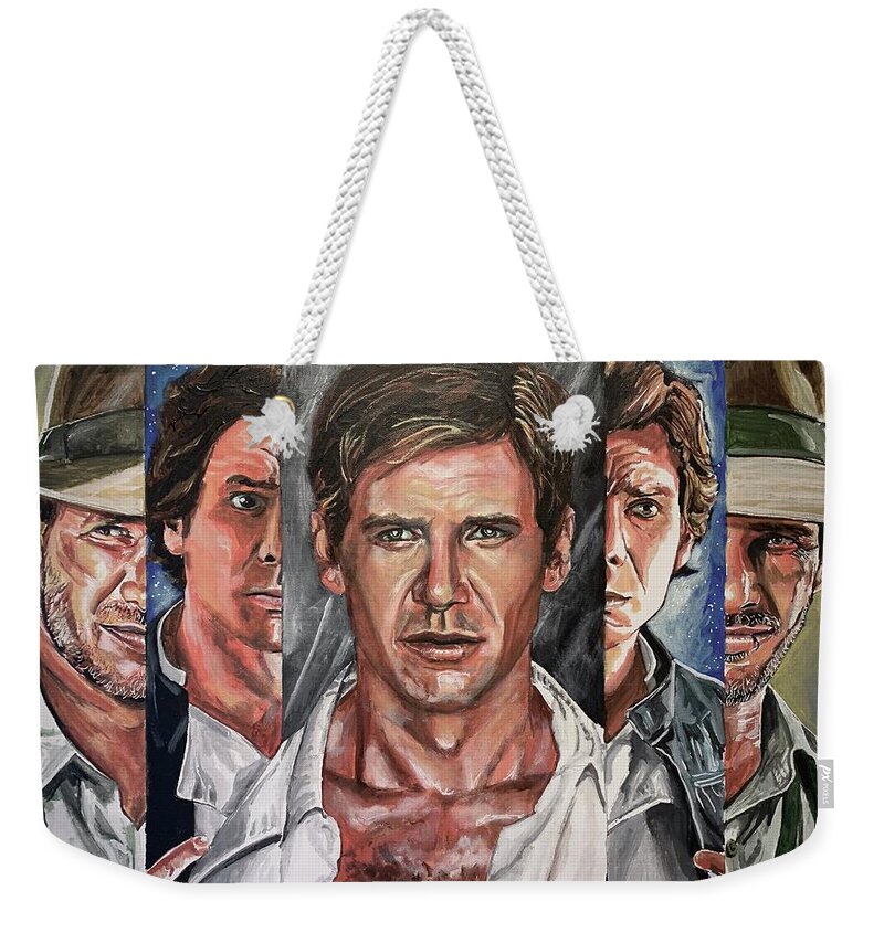 Harrison Ford Weekender Tote Bag featuring the painting Harrison Ford by Joel Tesch
