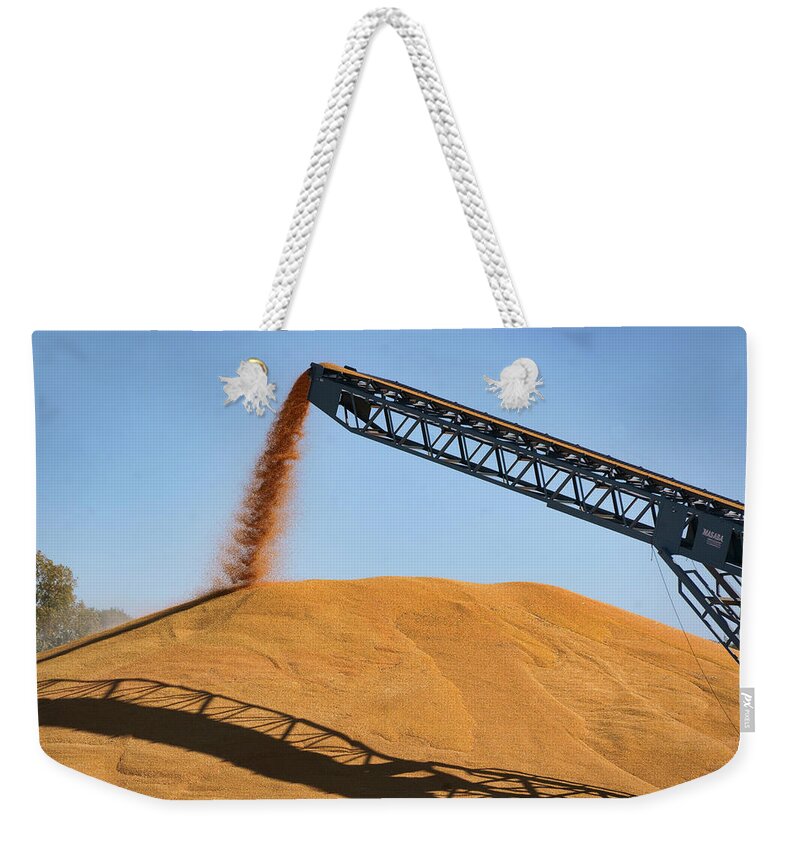 Agriculture Weekender Tote Bag featuring the photograph Harvesting Gold - Corn - Grain Pile by Nikolyn McDonald