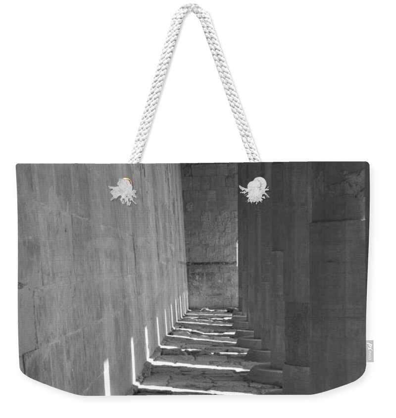 Architecture Weekender Tote Bag featuring the mixed media Hatshepsut's Temple by Moira Law