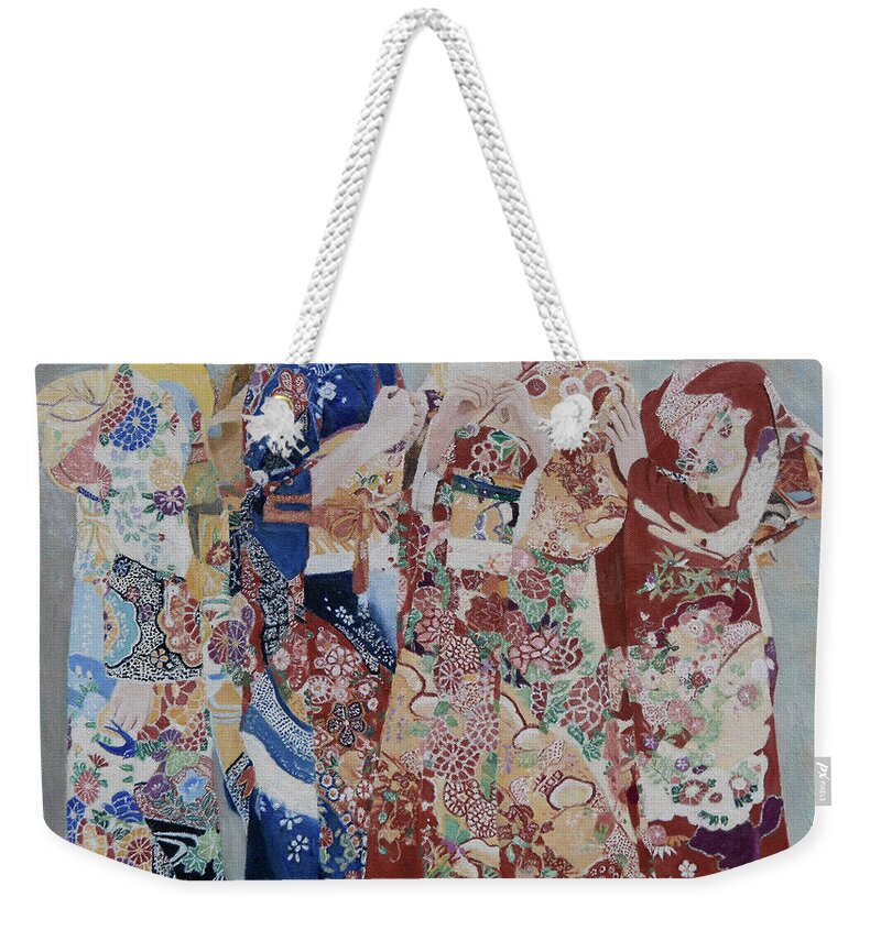 Japan Weekender Tote Bag featuring the painting Hatsumode by Masami IIDA