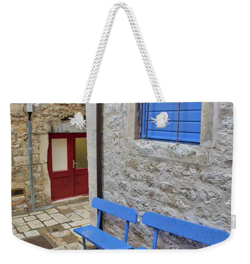 Adriatic Coast Weekender Tote Bag featuring the photograph Have a Seat by Eggers Photography