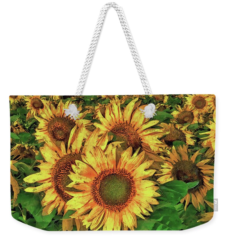 Sunflower Weekender Tote Bag featuring the digital art Have A Sunflower Day by Dave Lee
