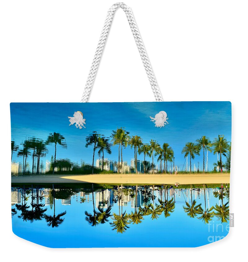 Lagoon Weekender Tote Bag featuring the photograph Hawaii Blue Lagoon Reflections by Debra Banks