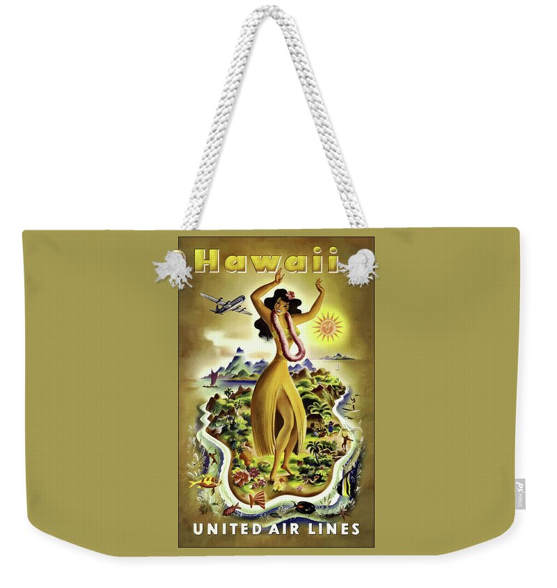 Hawaii Weekender Tote Bag featuring the photograph Hawaii Vintage Retro Travel Poster by Carol Japp