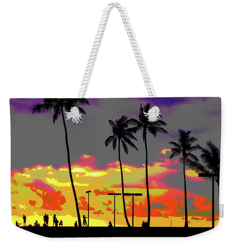 Hawaii Weekender Tote Bag featuring the digital art Hawaiian Silhouettes Enhanced by David Desautel