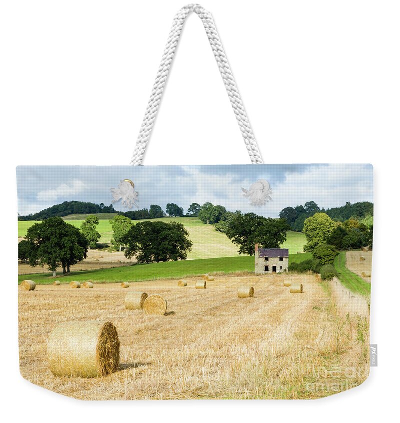 Hay Bales In English Farmland Uk Weekender Tote Bag For Sale By Paul Maguire