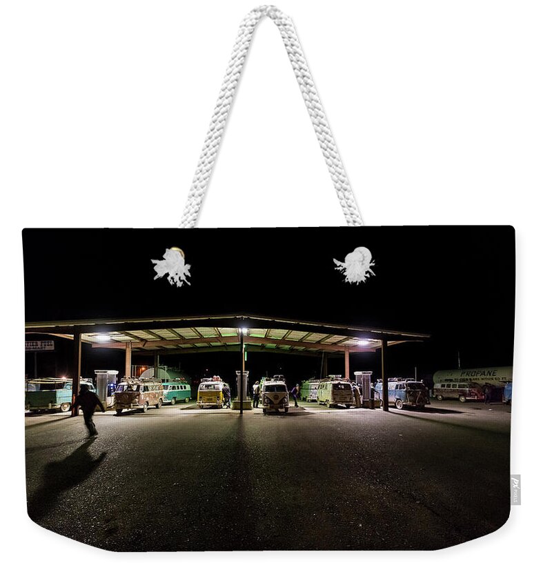 Richard Kimbrough Weekender Tote Bag featuring the photograph Hayfork Gas Station Invasion by Richard Kimbrough